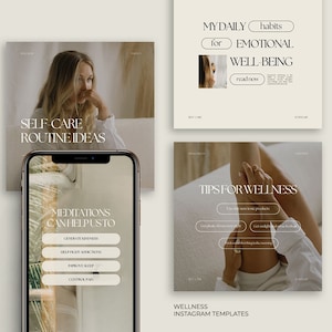Wellness Instagram Templates, Wellness Social Media Templates, Canva Wellness, Health and Wellness Instagram, Self Care Instagram Template