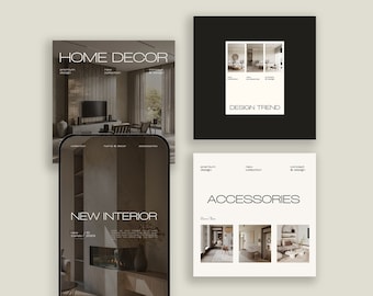Modelli Instagram per l'interior design, modelli Canva per i social media per l'interior design, modello Instagram per l'home design, modelli per l'interior design