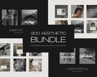 300 Aesthetic Social Media Templates III, Aesthetic Instagram Templates Bundle, Social Media Templates Bundle, Aesthetic Canva Templates