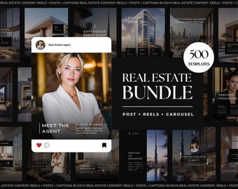 500 Canva Real Estate Social Media Templates Black