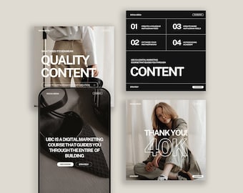 Modèles Instagram pour entraîneurs VIII Modèles Canva et Photoshop pour réseaux sociaux pour entraîneurs Publications Instagram beiges et noires pour entraîneurs Canva