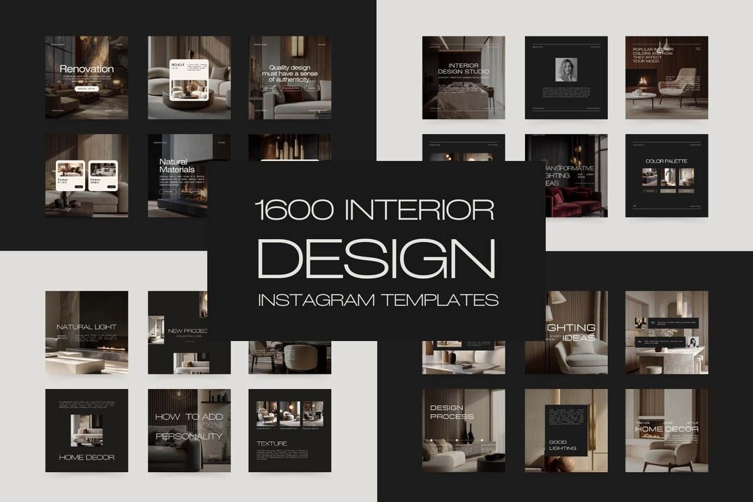 1600 Interior Design Instagram Templates Bundle for Social Media - Etsy