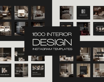 1600 Interior Design Instagram Templates Bundle for Social Media