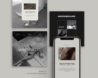 Instagram Aesthetic Template for Canva and Photoshop with Dark Lightroom Preset