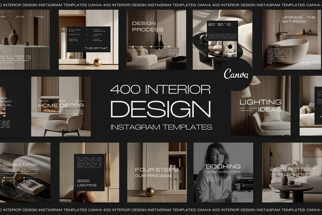 400 Interior Design Instagram Templates in Canva — Social Media Bundle ...