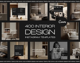 400 Interior Design Instagram Templates in Canva — Social Media Bundle for Interior Designers, Design Agencies and Real Estate Business
