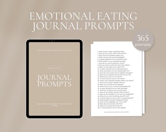 365 Daily Emotional Eating Journal Prompts in Canva and PDF (printable A4)
