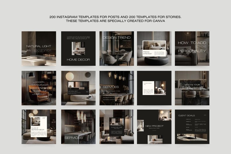 1600 Interior Design Instagram Templates Bundle for Social Media - Etsy