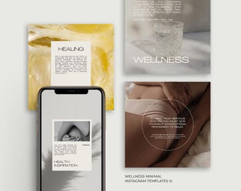 200 Wellness Instagram Templates Minimal III, Social Media Templates for Wellness, Canva Wellness Templates, Health and Wellness Instagram