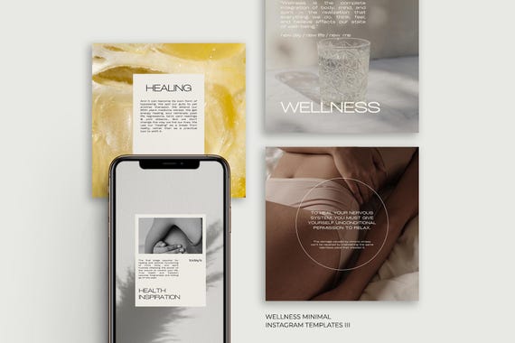 200 Wellness Instagram Templates Minimal III, Social Media Templates for Wellness, Canva Wellness Templates, Health and Wellness Instagram