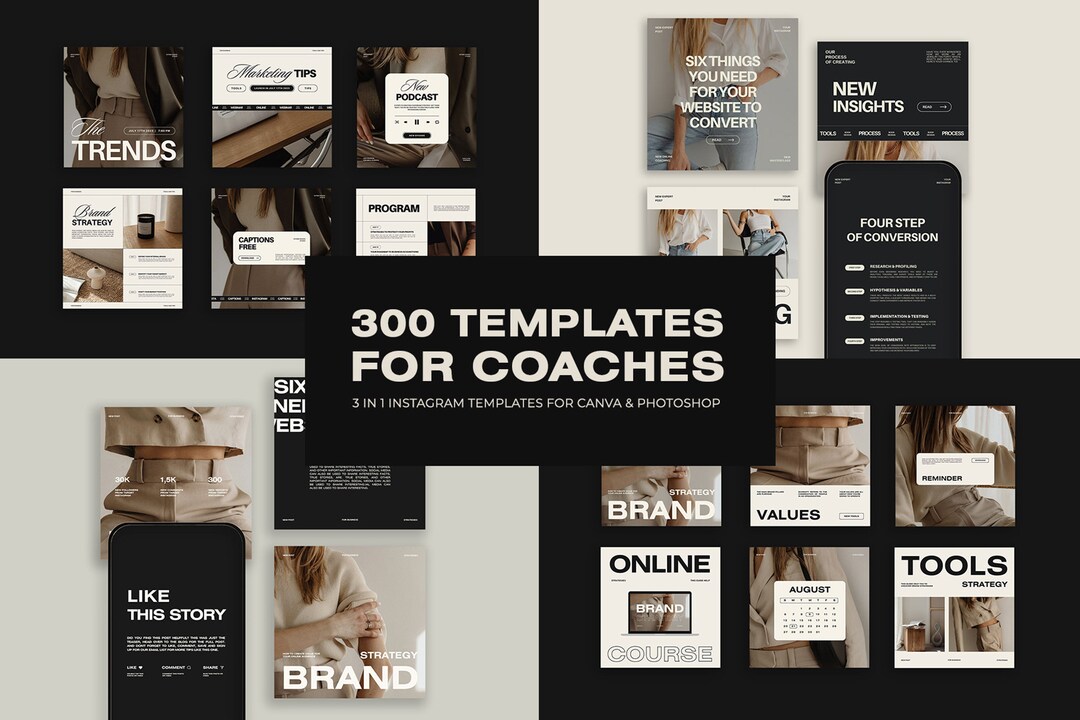 300 Instagram Templates for Coaches Canva, Social Media Templates Canva ...