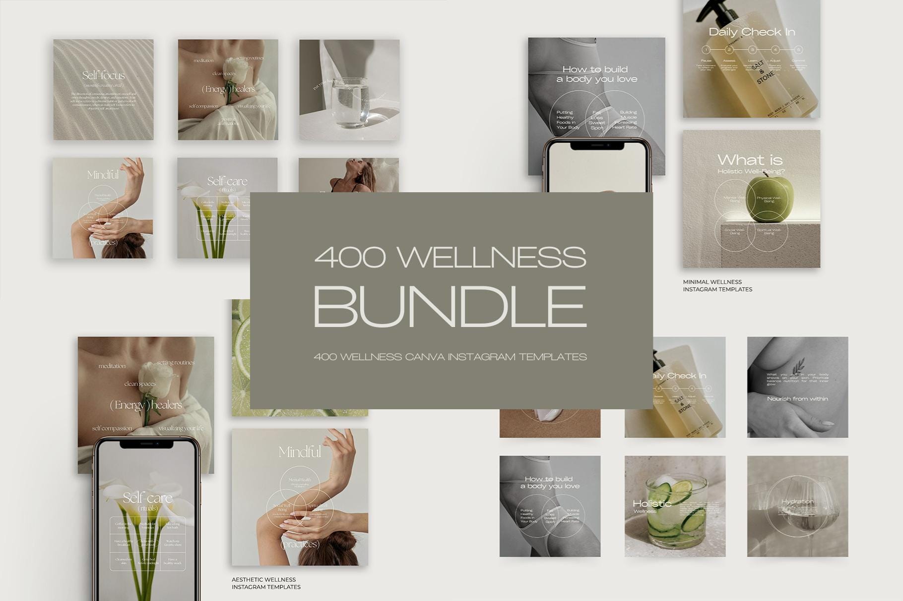 400 Wellness Instagram Templates Bundle, Wellness Canva Templates ...