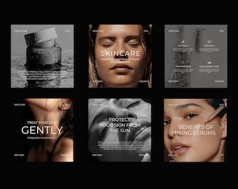 Beauty Instagram Templates Black, Canva Skincare Instagram Template, Instagram Template Beauty Templates, Esthetician Social Media Templates