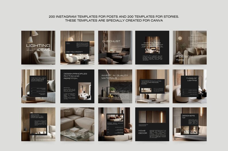 400 Interior Design Instagram Templates in Canva — Social Media Bundle ...
