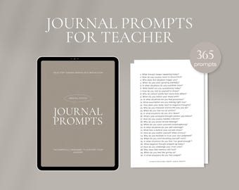 365 Daily Journal Prompts for Teacher in Canva and PDF (printable A4)