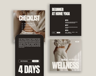 Plantillas para coaches de bienestar, plantillas para redes sociales de bienestar, Instagram de salud y bienestar, plantillas de Canva de bienestar, marca de coaching de bienestar