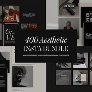 400 ästhetische Instagram-Vorlagen Posts und Geschichten, Kosmetikerin Vorlage Canva & Ph, schwarze Instagram-Vorlagen mit dunkler Lightroom-Voreinstellung