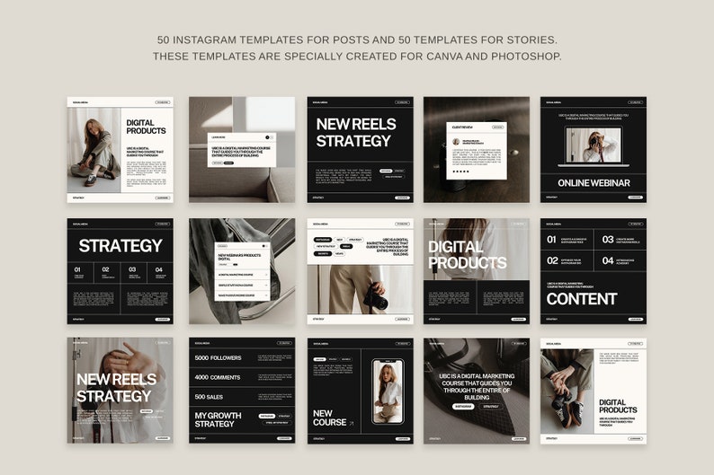 Instagram Templates for Coaches VIII Canva and Photoshop Social Media ...