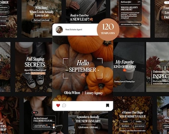 September Real Estate Templates Bundle: Fall Realtor Social Media Templates