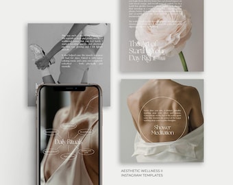 200 plantillas de Instagram de bienestar II, plantillas estéticas para redes sociales para publicaciones e historias de Instagram sobre bienestar y salud, Canva