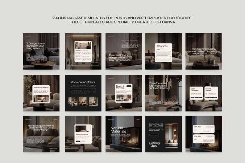 400 Interior Design Instagram Templates for Social Media Canva - Etsy