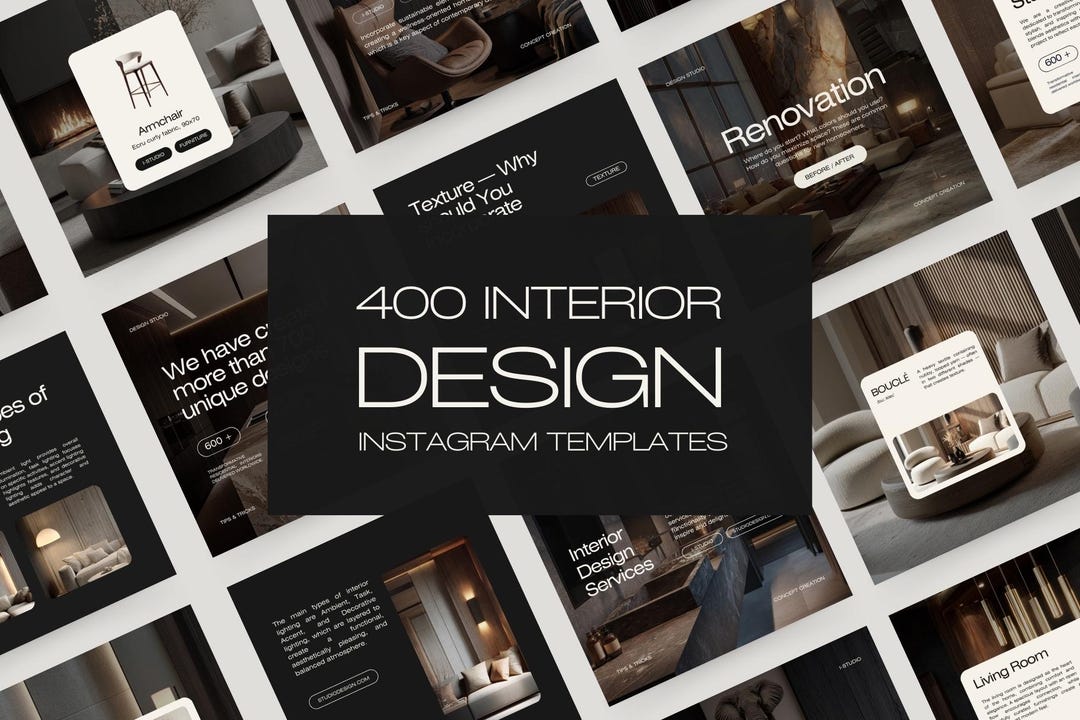 400 Interior Design Instagram Templates for Social Media Canva - Etsy