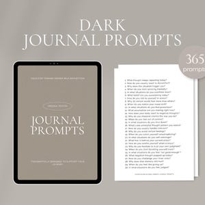 365 Daily Dark Journal Prompts in Canva and PDF (printable A4)