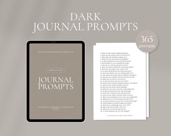 365 Daily Dark Journal Prompts in Canva and PDF (printable A4)