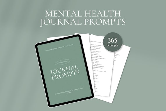 365 Daily Mental Health Journal Prompts in Canva and PDF (printable A4)