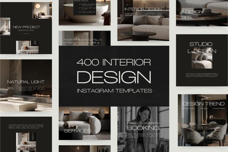 400 Interior Design Social Media Templates for Instagram in Canva - Etsy