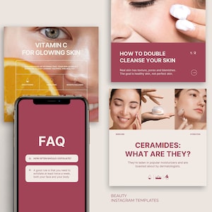 Pink Beauty Instagram Template Canva and Photoshop Skin Care Canva Template Post and Stories Skincare Instagram Template Social Media