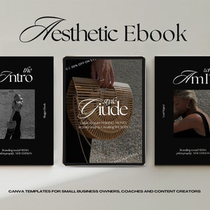 Aesthetic ebook template Canva lead magnet template black luxury small business Canva ebook template content creator magazine template