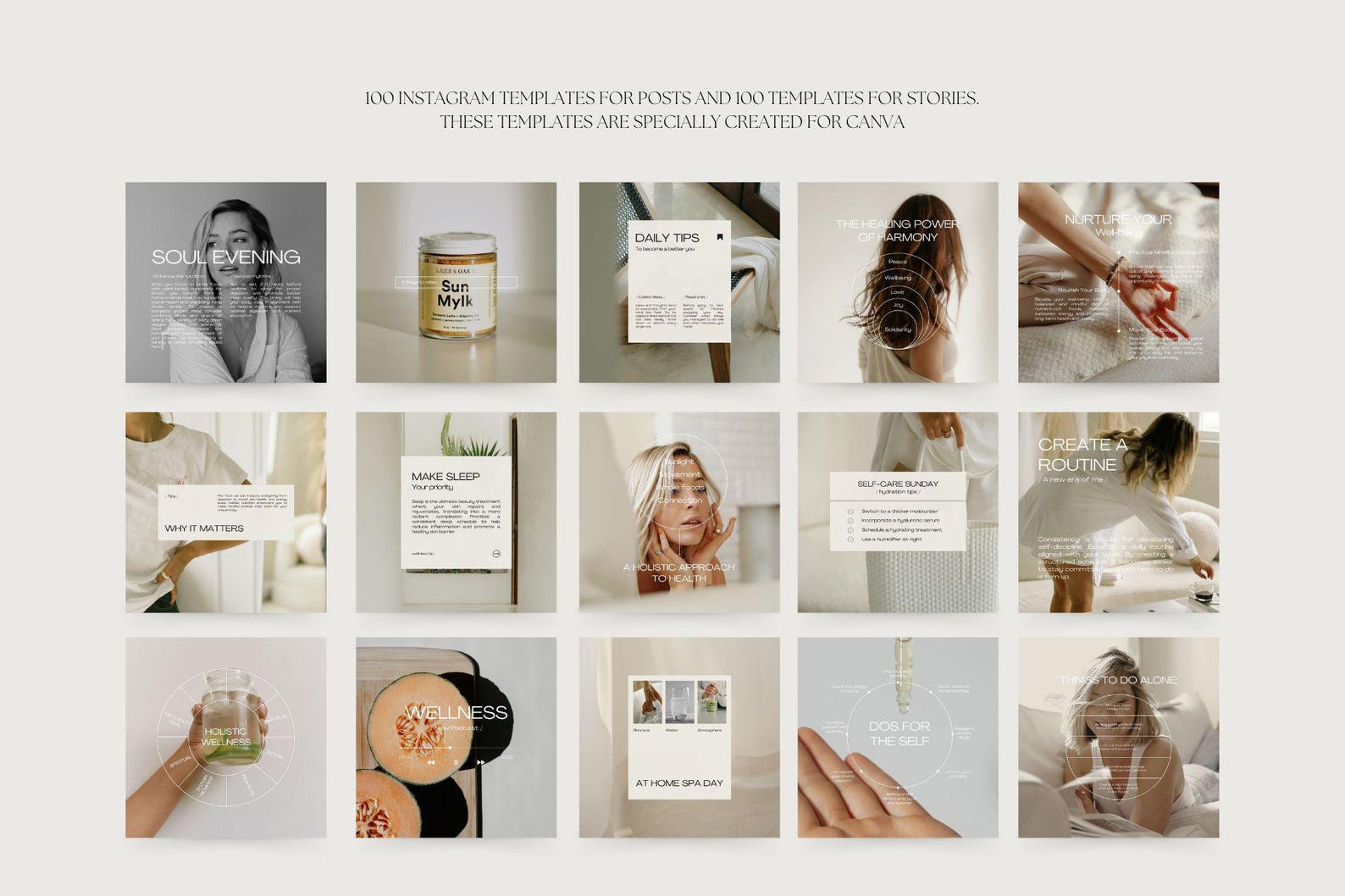 600 Wellness Instagram Templates Bundle, Wellness Social Media Template ...