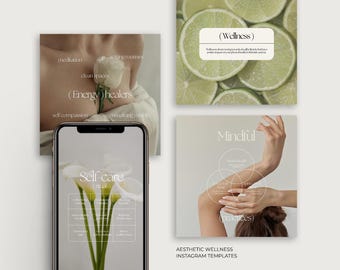 Aesthetic Wellness Instagram Templates, Wellness Canva, Wellness Coach Templates, Wellness Instagram Post, Wellness Instagram Story