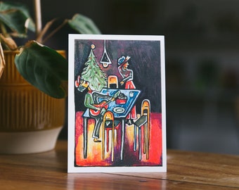 Karte A6 - Weihnachten | Frohe Weihnachten mit Weihnachtsbaum | Weihnachtskarte | Grußkarte