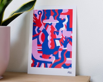 Prints (copy or original) A4/A5 - CAFE | abstract, modern and colorful | wall decoration - poster design | ankapelgrunt