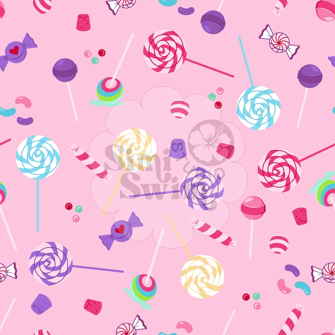 Lollipops and Gumdrops Candyland, Digital Seamless Pattern for Fabrics