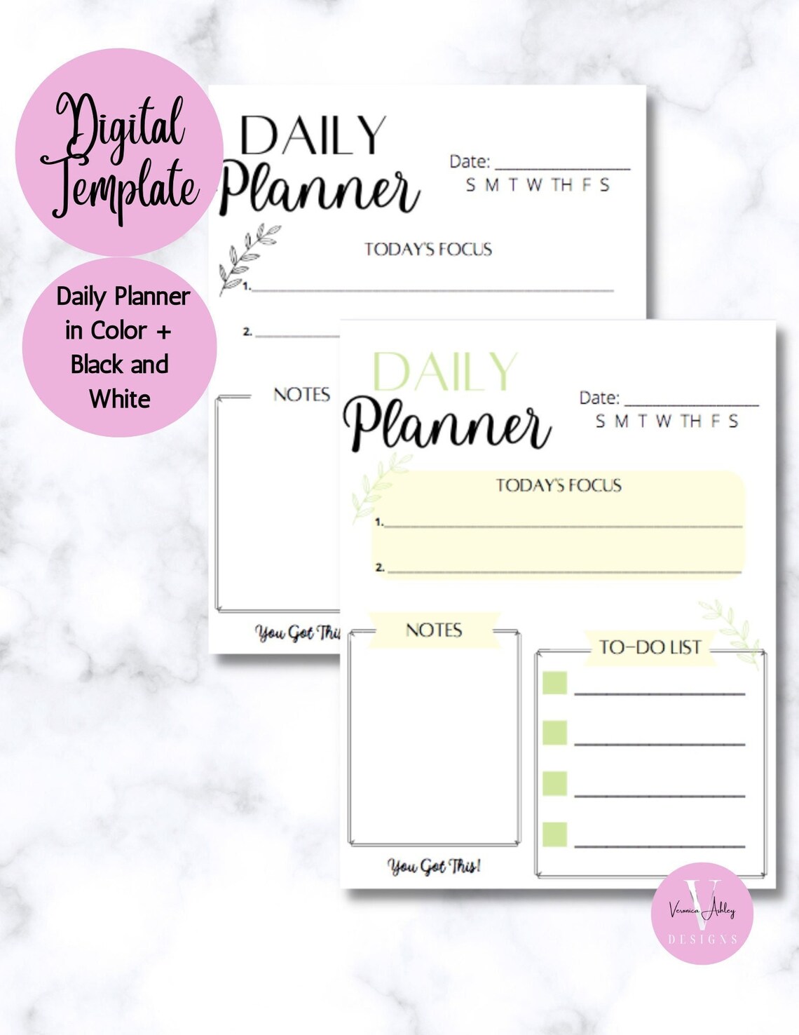 Simple Daily Planner Template: Use on Canva, Printable, Tablet, and ...