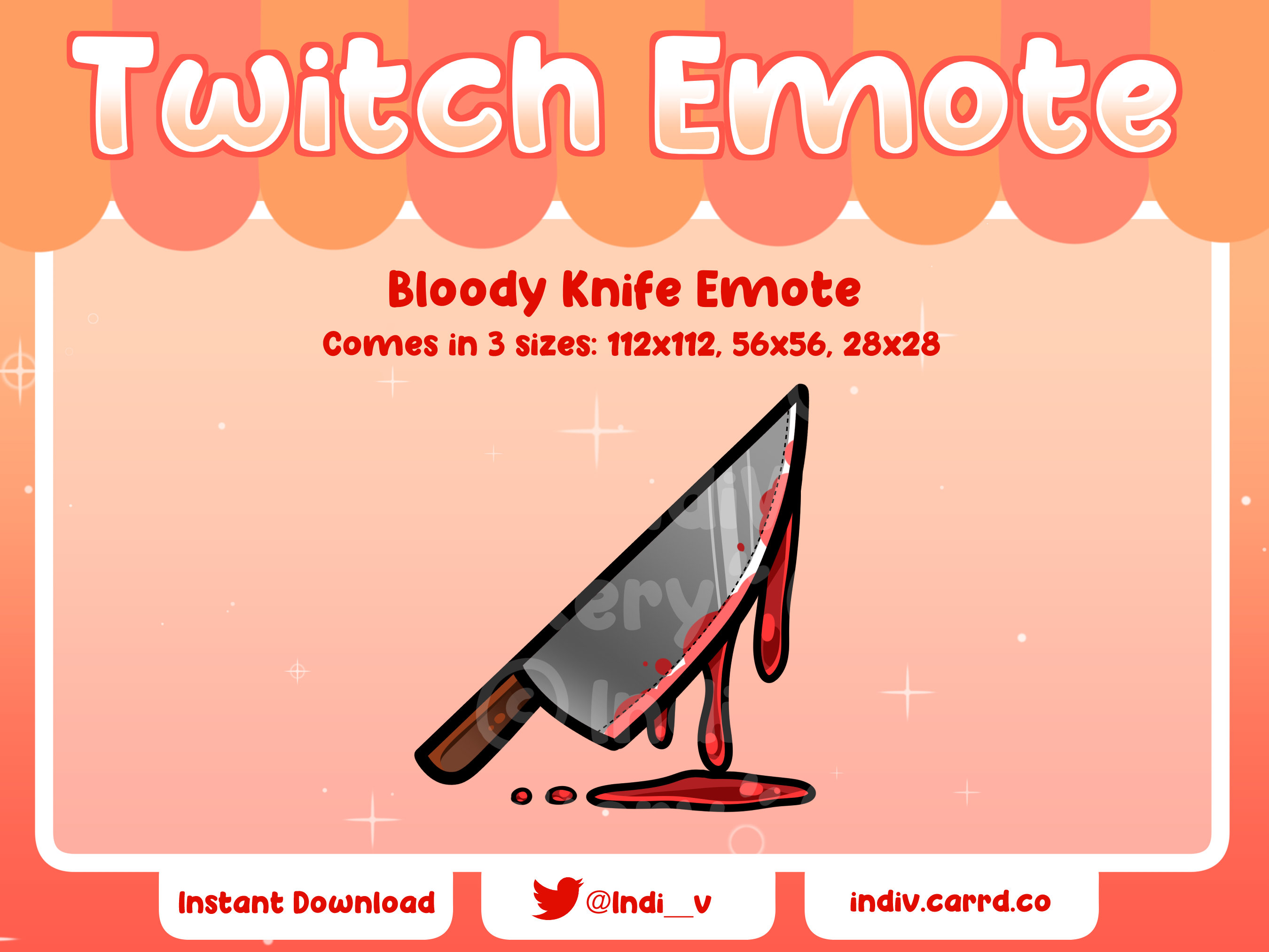 Cute Cool Bloody Knife Emote for Discord/twitch Etsy