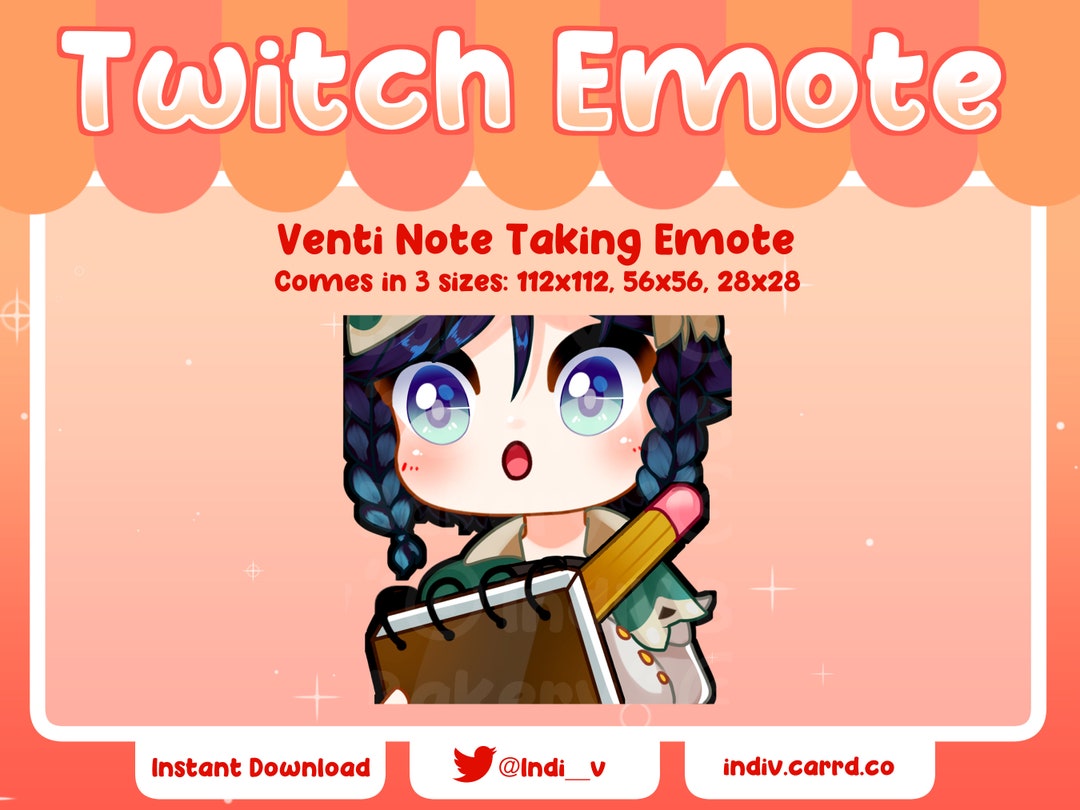 Kawaii Venti Genshin Impact Emote Note Taking Pen Notepad for Discord ...