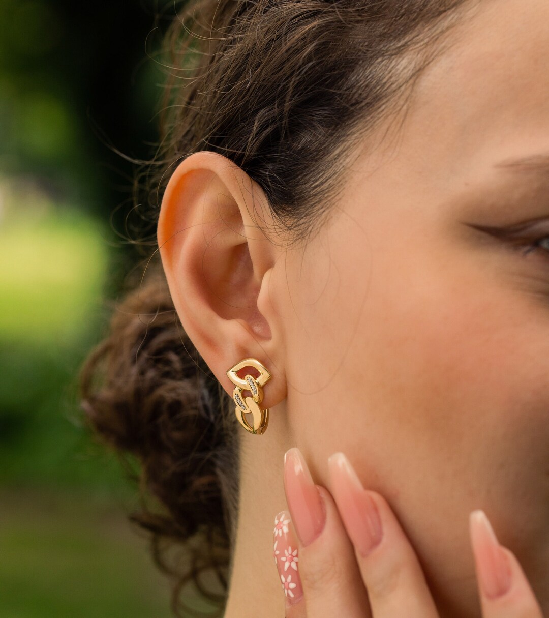 Thick Cuban Link Chain Earrings Drop Huggie Earrings Etsy