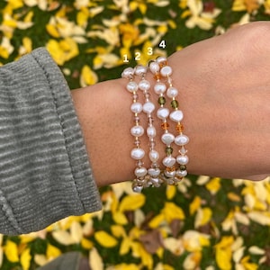 Süßwasserperlen und Edelstein Armband, echte Perlen, mit Silber und vergoldetem Verschluss