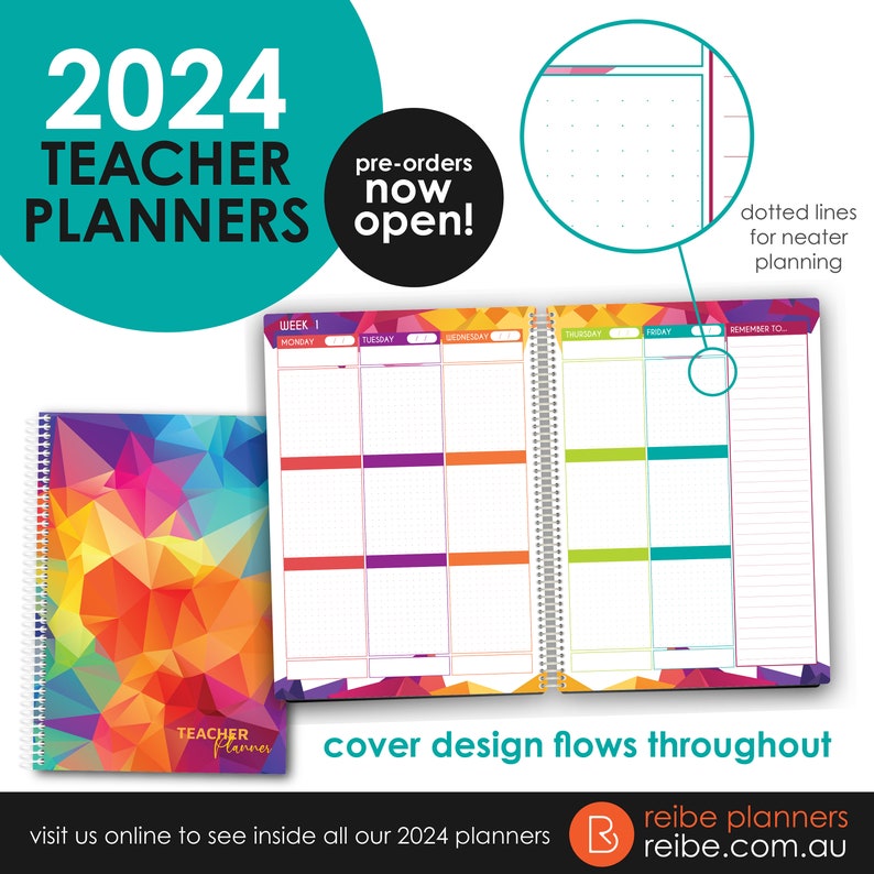Australian Teacher Planner 2024 Geometric Weekly Etsy Australia