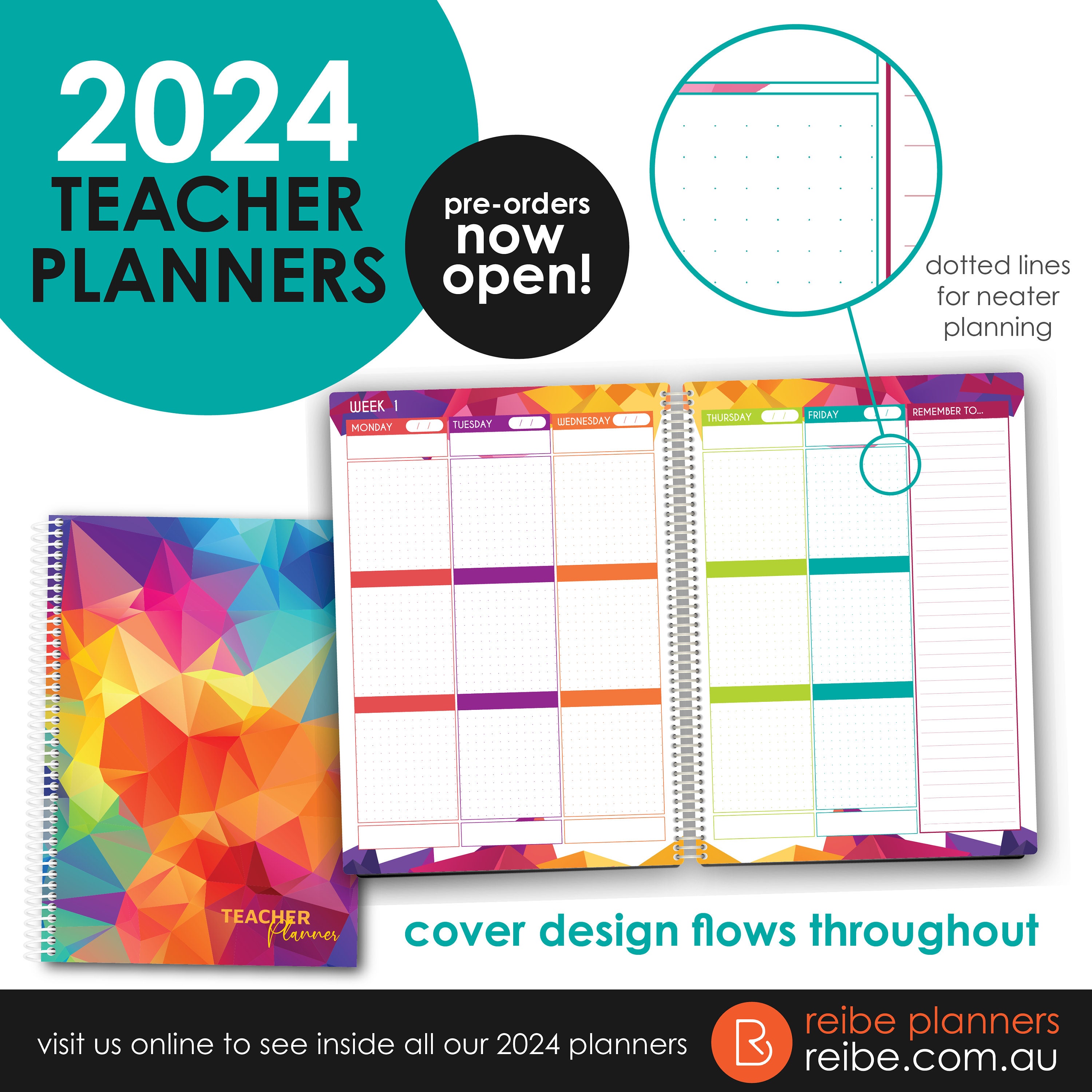 Australian Teacher Planner 2024 Geometric Weekly Etsy Australia