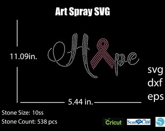 Hope Ribbon Rhinestone template SVG | DXF | Cricut, Silhouette | (1002)