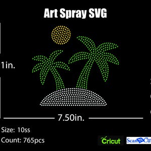Modello di palma e sole con strass SVG / DXF / Cricut, Silhouette / (1386)