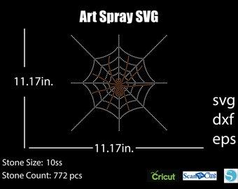 Plantilla de telaraña con diamantes de imitación SVG/DXF/Cricut, Silhouette/(1025)