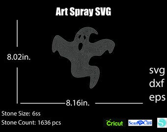 Plantilla de diamantes de imitación de fantasma de Halloween SVG/DXF/Cricut, Silhouette/(1174)