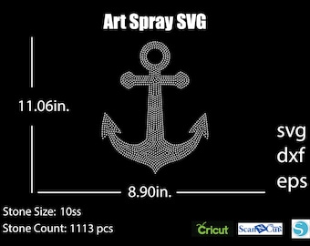 Anchor Rhinestone template SVG | DXF | Cricut, Silhouette | (1055)