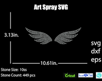 天使の羽 ラインストーン テンプレート SVG | DXF | Cricut 